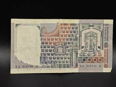 【淘币小摊】实时拍第八百六十五拍   纸币场    年前最后一周之前预留预留8号9号全部发出请更换最新收货地址不方便收货的请勿参拍或者顺丰到付 - 意大利10000里拉纸币【有折】