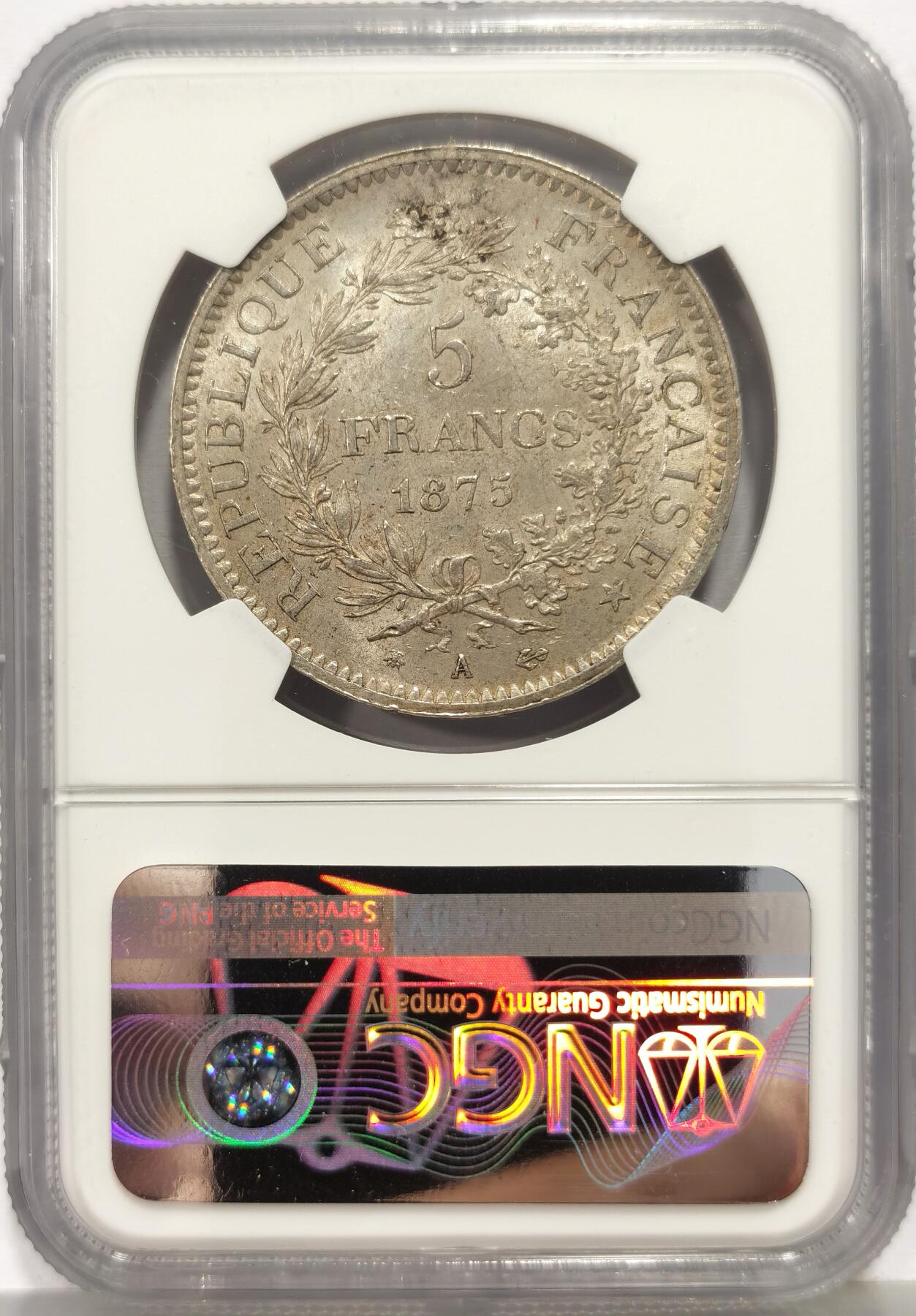 博洋堂“心向春光”2月精品大拍专场暨第160期（全场包邮） NGC MS62 法国1875年大力神5法郎银币