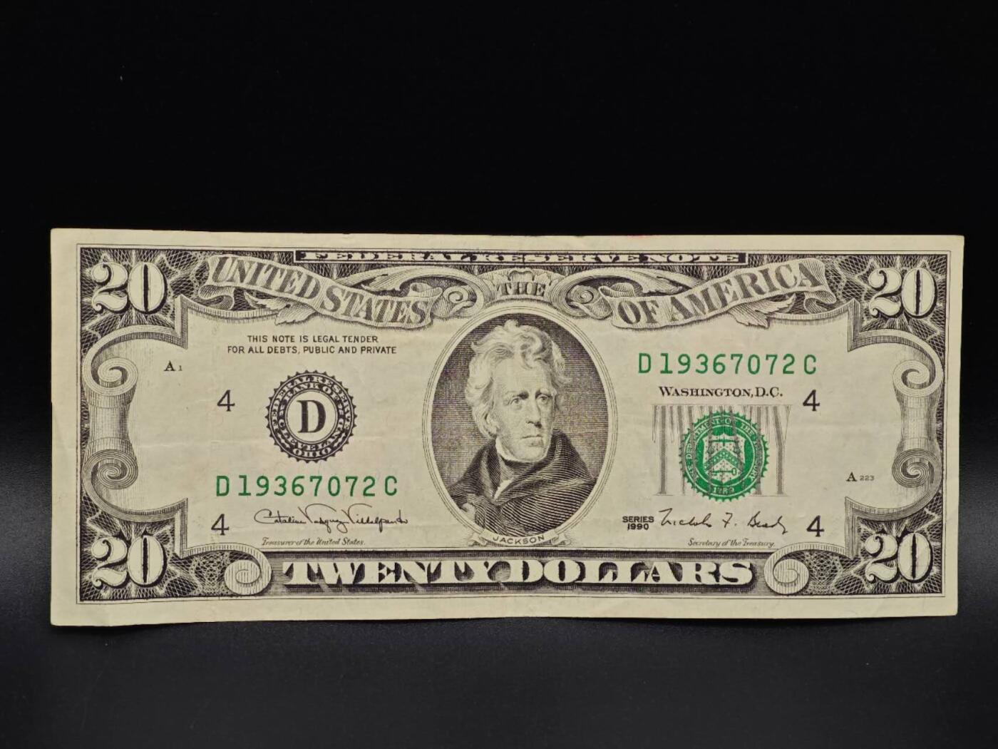 【淘币小摊】实时拍第八百六十五拍   纸币场    年前最后一周之前预留预留8号9号全部发出请更换最新收货地址不方便收货的请勿参拍或者顺丰到付 美国20美元纸币【有折】