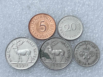 第一海外回流一元起拍收藏 散集专场  第301期 - 毛里求斯硬币 5枚