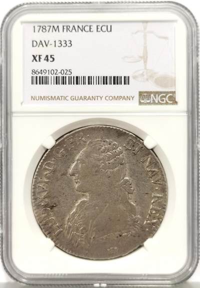 博洋堂“心向春光”2月精品大拍专场暨第160期（全场包邮） - NGC XF45 法国1787M（图卢兹）路易十六埃居大银 欧陆灰彩 无减重痕