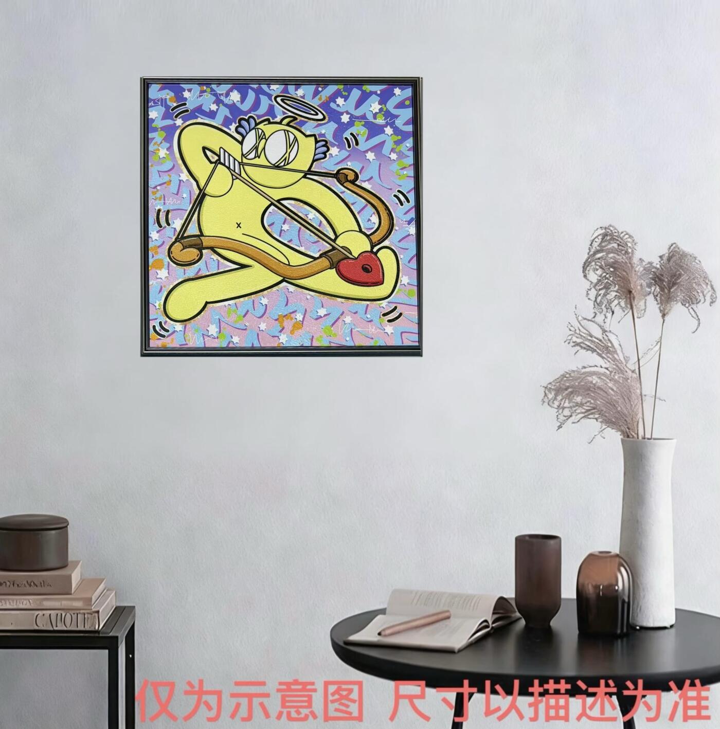 零元拍：歪歪 OWSON 系列作品装饰肌理画《十二星座-射手座》，相框尺寸35/35CM。因展品出展，镜框可能有轻微划痕，介意勿拍