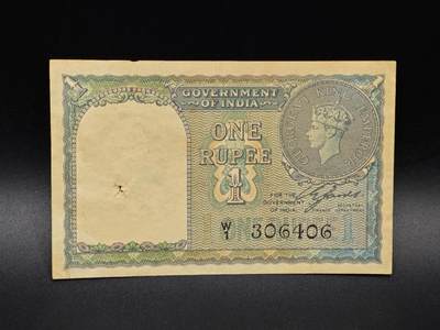 【淘币小摊】实时拍第八百六十五拍   纸币场    年前最后一周之前预留预留8号9号全部发出请更换最新收货地址不方便收货的请勿参拍或者顺丰到付 - 印度乔治六世一卢比纸币【有折】