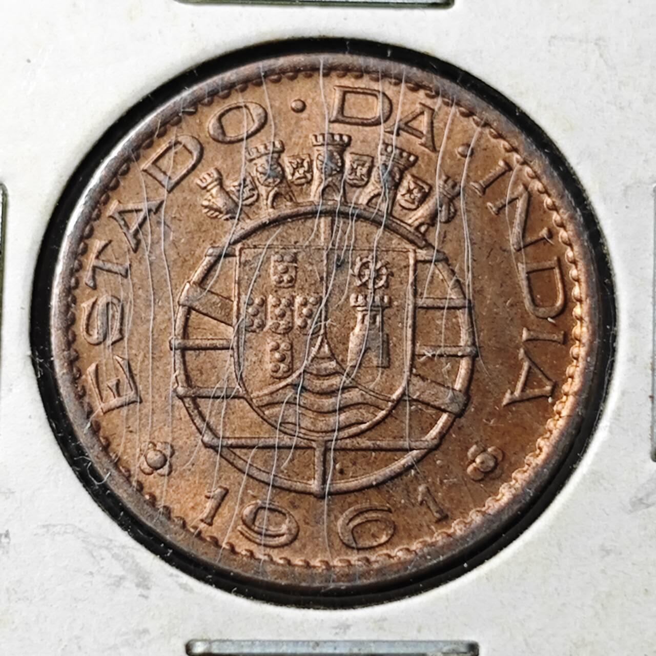 KK钱币收藏小铺  第394期  2月预留时间 周末发货  葡属印度10分铜币 好品