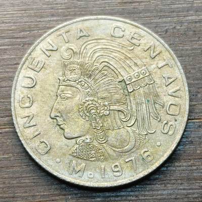 【铜匠收藏】★第147★散币专场 不寄存，30包邮。不满30元，支付5元运费。《接受代拍 代送NGC评级》 88【无寄存】墨西哥1976年50分 民族英雄瓜特穆斯 铜镍币