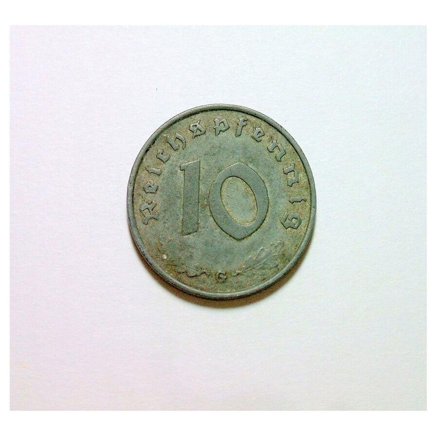 【旋风钱币】2月7日19:00准时开拍 精美欧洲币章、银币银章、第三帝国钱币等 全场包邮！ 稀年 德国第三帝国1943年G版10芬尼 好品