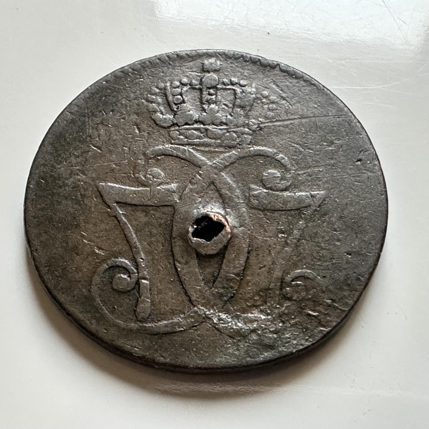 🌹外币初藏🌹🐯2026年第17场 快递将在12号停运 年前需发货的抓紧 ，年后正月十五恢复发货 丹麦 1771年 克里斯蒂安七世 1斯克林铜币