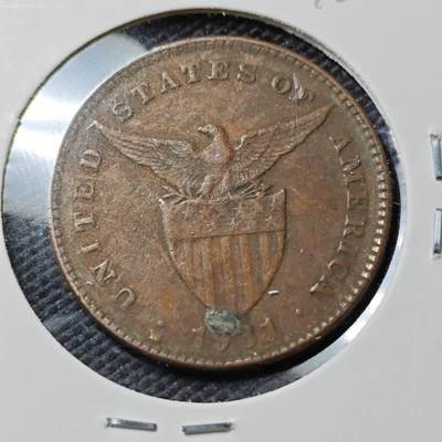 KK钱币收藏小铺  第393期  2月预留时间 周末发货 -  美属菲律宾1分铜币