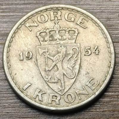 【铜匠收藏】★第147★散币专场 不寄存，30包邮。不满30元，支付5元运费。《接受代拍 代送NGC评级》 28【无寄存】1954年 挪威 1克朗
