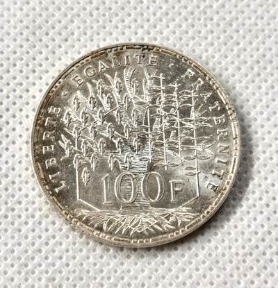 甄臻铺-世界币章拍卖（第49期）精品场拍品征集中，送拍享返佣金等优惠多多 - 法国1982年万神殿100法郎纪念银币，细节见图