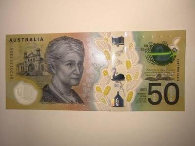春节钱币瓷器清货捡漏拍场 - 澳大利亚新版50元塑料钞一张，全新UNC，非常漂亮