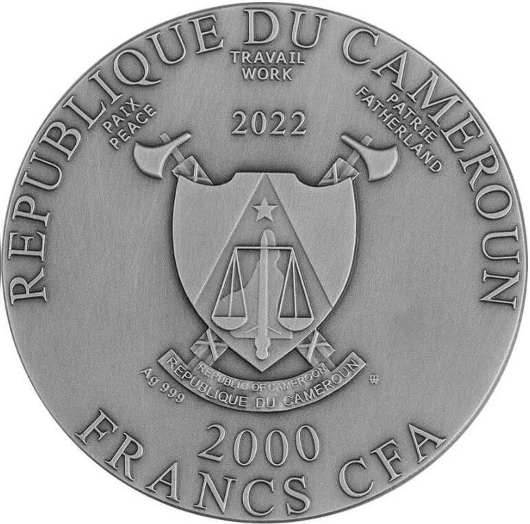 【币海沉浮】国际金银币（2） 喀麦隆2022，善恶灵魂(双面人性/撕裂人格)，2盎司高浮雕深镂空仿古双色银币. 盒证全. 最新爆炸性热门银币,超炫酷