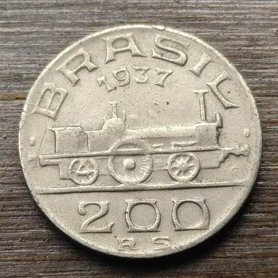 【铜匠收藏】★第147★散币专场 不寄存，30包邮。不满30元，支付5元运费。《接受代拍 代送NGC评级》 27【无寄存】巴西 1937年 200里斯 镍币