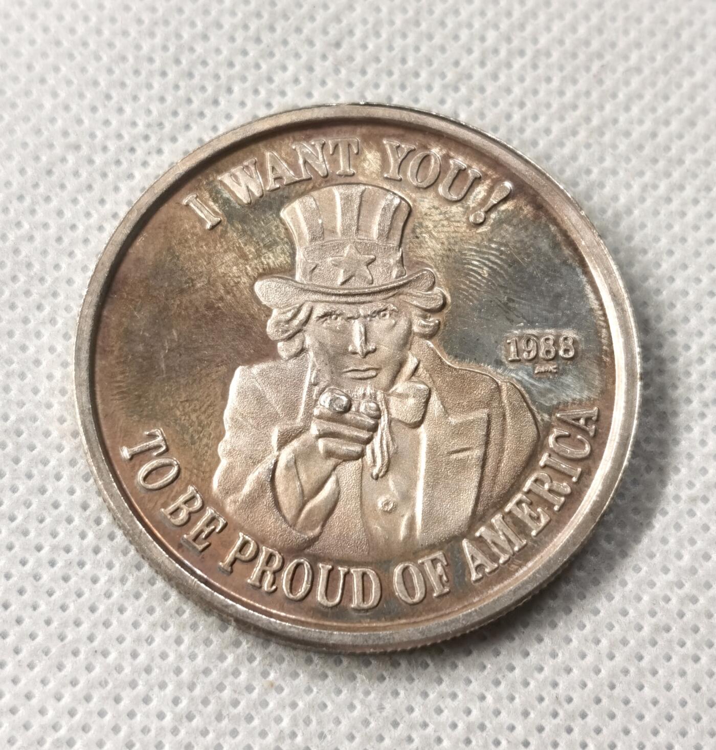 甄臻铺-世界币章拍卖（第49期）精品场拍品征集中，送拍享返佣金等优惠多多 1988美国1盎司银章（含银99.9%)