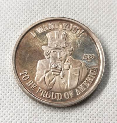 甄臻铺-世界币章拍卖（第49期）精品场拍品征集中，送拍享返佣金等优惠多多 - 1988美国1盎司银章（含银99.9%)