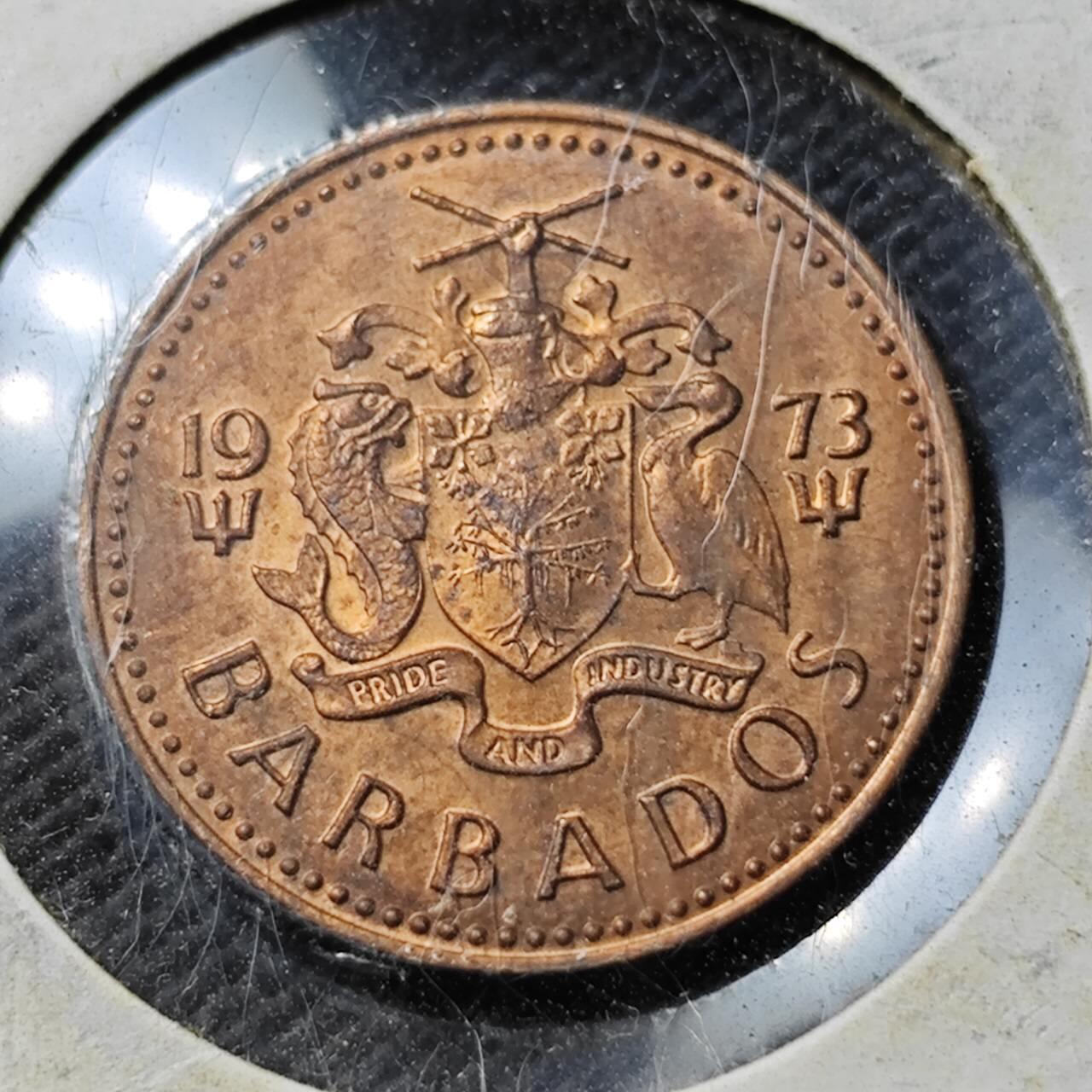 KK钱币收藏小铺  第394期  2月预留时间 周末发货 1973巴巴多斯1分 