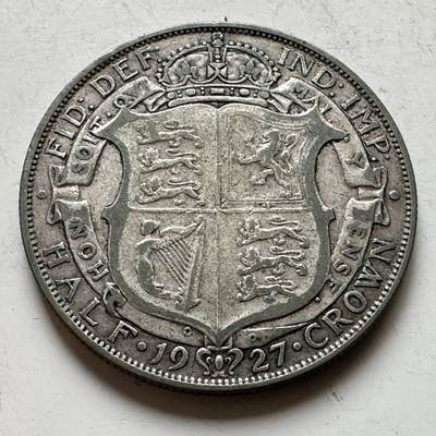 🌹外币初藏🌹🐯2026年第17场 快递将在12号停运 年前需发货的抓紧 ，年后正月十五恢复发货 - 英国1927年1/2克朗银币 14.1克50%银