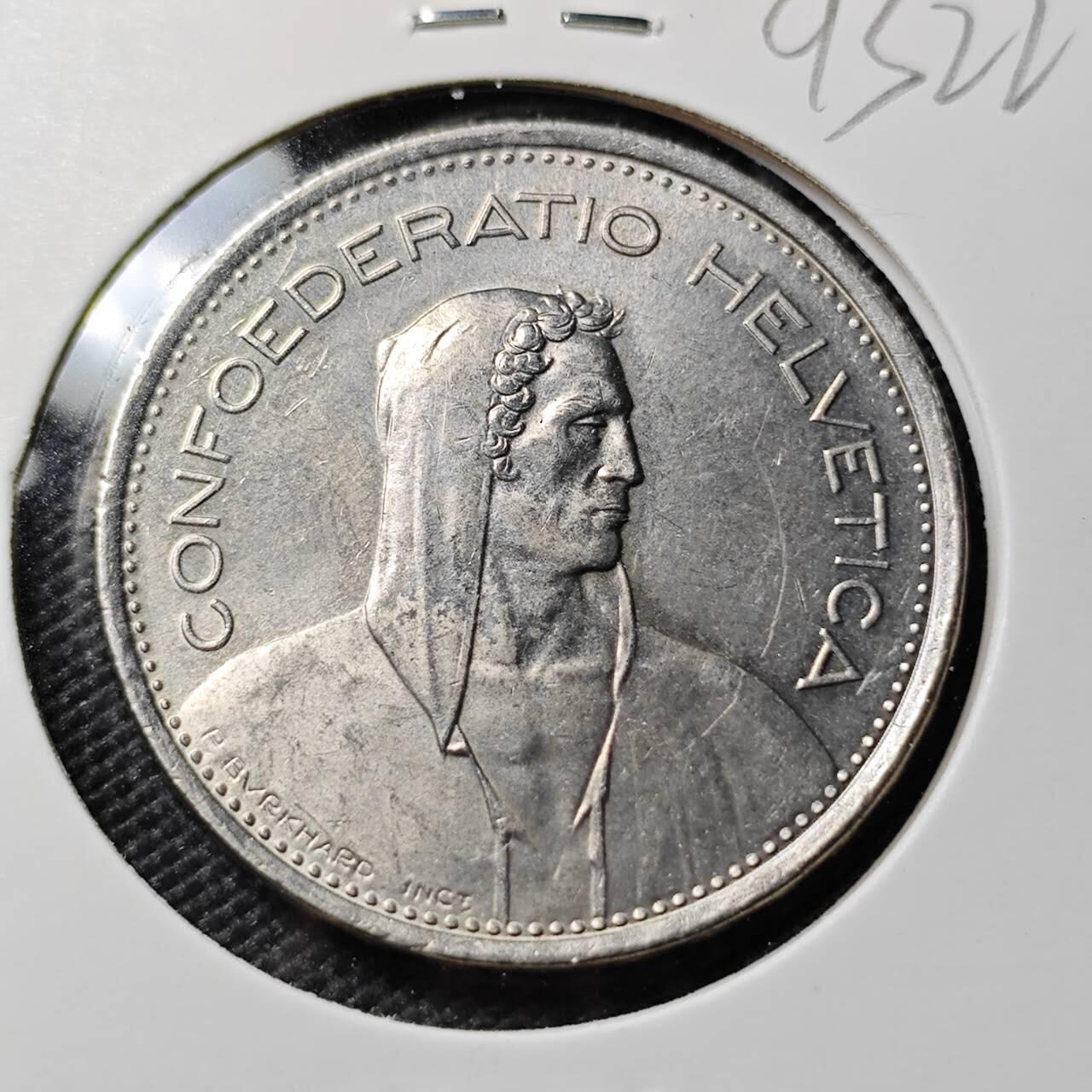 KK钱币收藏小铺  第393期  2月预留时间 周末发货  1974瑞士5法郎