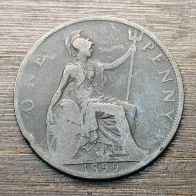 【铜匠收藏】★第147★散币专场 不寄存，30包邮。不满30元，支付5元运费。《接受代拍 代送NGC评级》 59【无寄存】英国 1899年 维多利亚女王头像 1便士