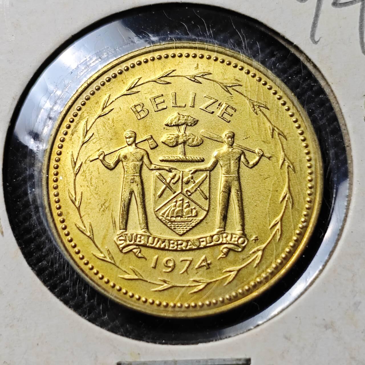 KK钱币收藏小铺  第394期  2月预留时间 周末发货 1974伯利兹1分 精制币