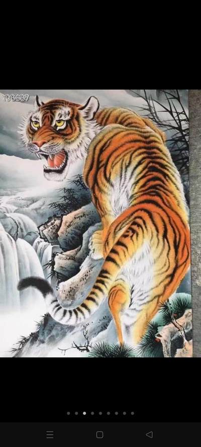 名画家李大成上山虎，工笔画，复杂精细细致入微栩栩如生、霸气侧漏步步高升，寓意深远，回首一啸气震山河，驱鬼辟邪镇宅，包浆浑厚自然，保存完好无损 - 名画家李大成上山虎，工笔画，复杂精细细致入微栩栩如生、霸气侧漏步步高升，寓意深远，回首一啸气震山河，驱鬼辟邪镇宅，包浆浑厚自然，保存完好无损