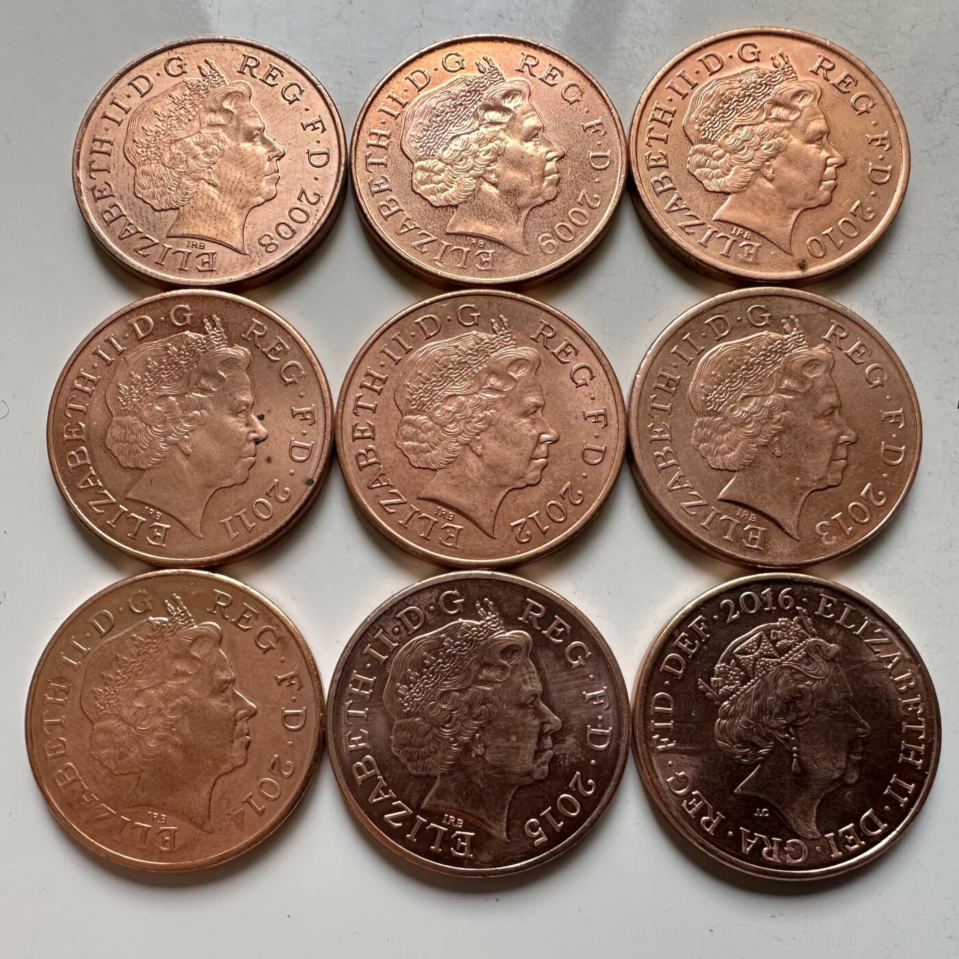 🌹外币初藏🌹🐯2026年第17场 快递将在12号停运 年前需发货的抓紧 ，年后正月十五恢复发货 拼图版2便士2008-2016年9枚全新年份币