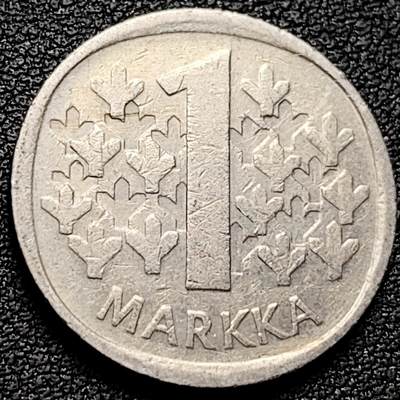 泉币菌-第181场- 精品福利场 - 1974年 芬兰1马克镍币 立狮 纪念币铜钱 24mm