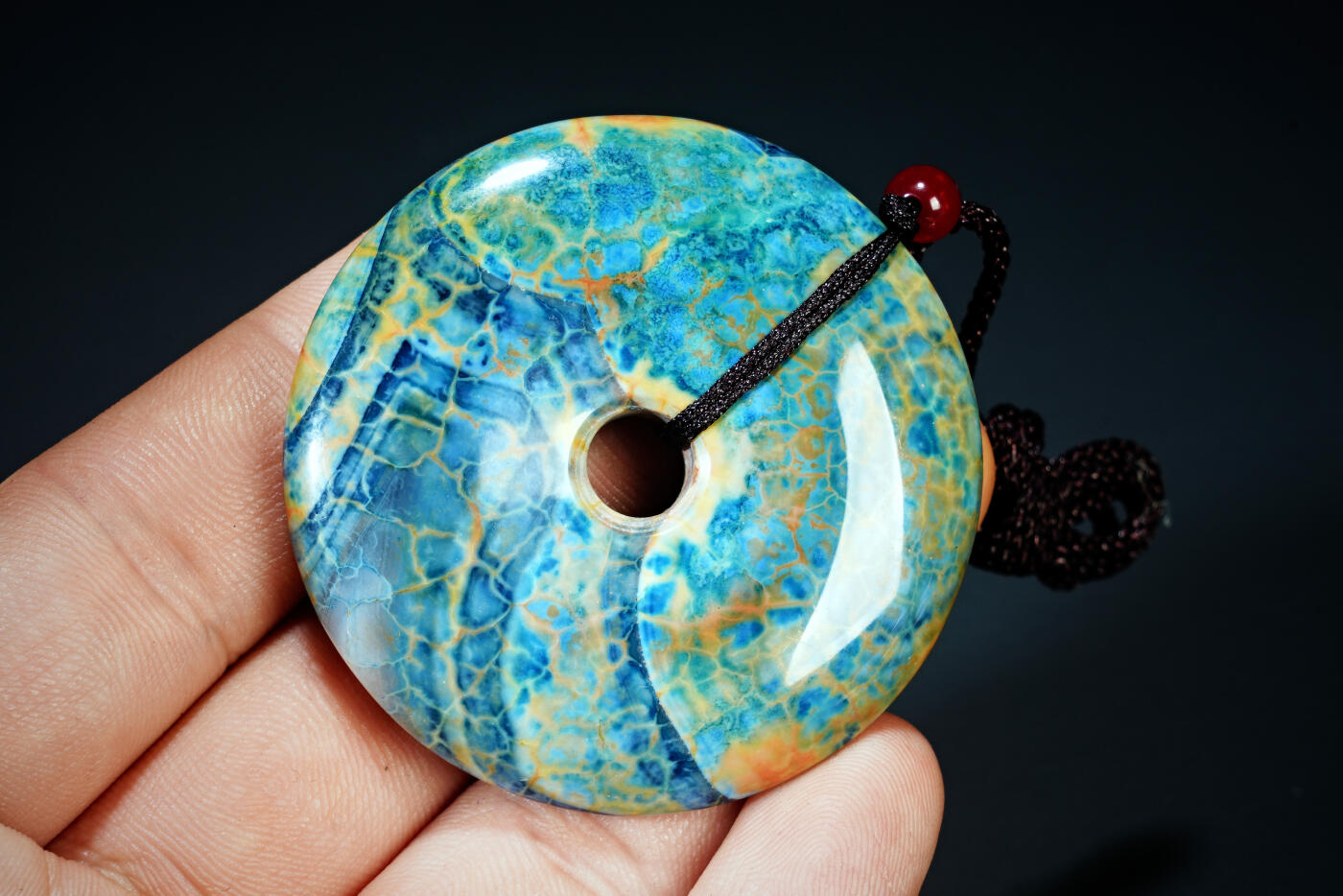 上海都达杂项专场二十一（全场包邮） 天然缠丝草花玛瑙平安扣挂件 附鉴定证书90-111