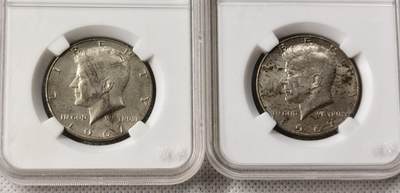 甄臻铺-世界币章拍卖（第49期）精品场拍品征集中，送拍享返佣金等优惠多多 - 两枚肯尼迪半美元银币