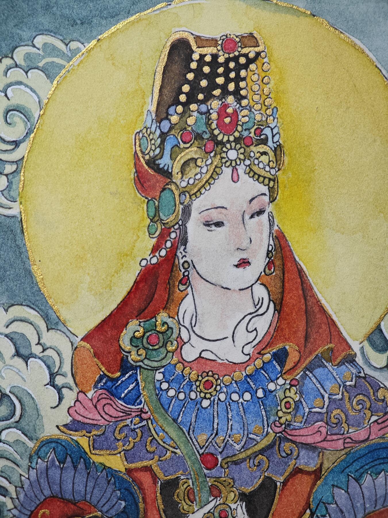 白泽拍卖卡牌手绘专场第32期（愿得长如此 年年物侯新） 2025 林白鹭手绘画 妈祖 已装框 尺寸：18.4cm*28cm  林白鹭亲签