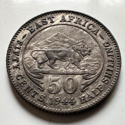 🌹外币初藏🌹🐯2026年第17场 快递将在12号停运 年前需发货的抓紧 ，年后正月十五恢复发货 - 英属东非1944年50分银币