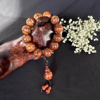 零元拍：虎皮纹海南黄花梨手串2.0 - 零元拍：虎皮纹海南黄花梨手串2.0