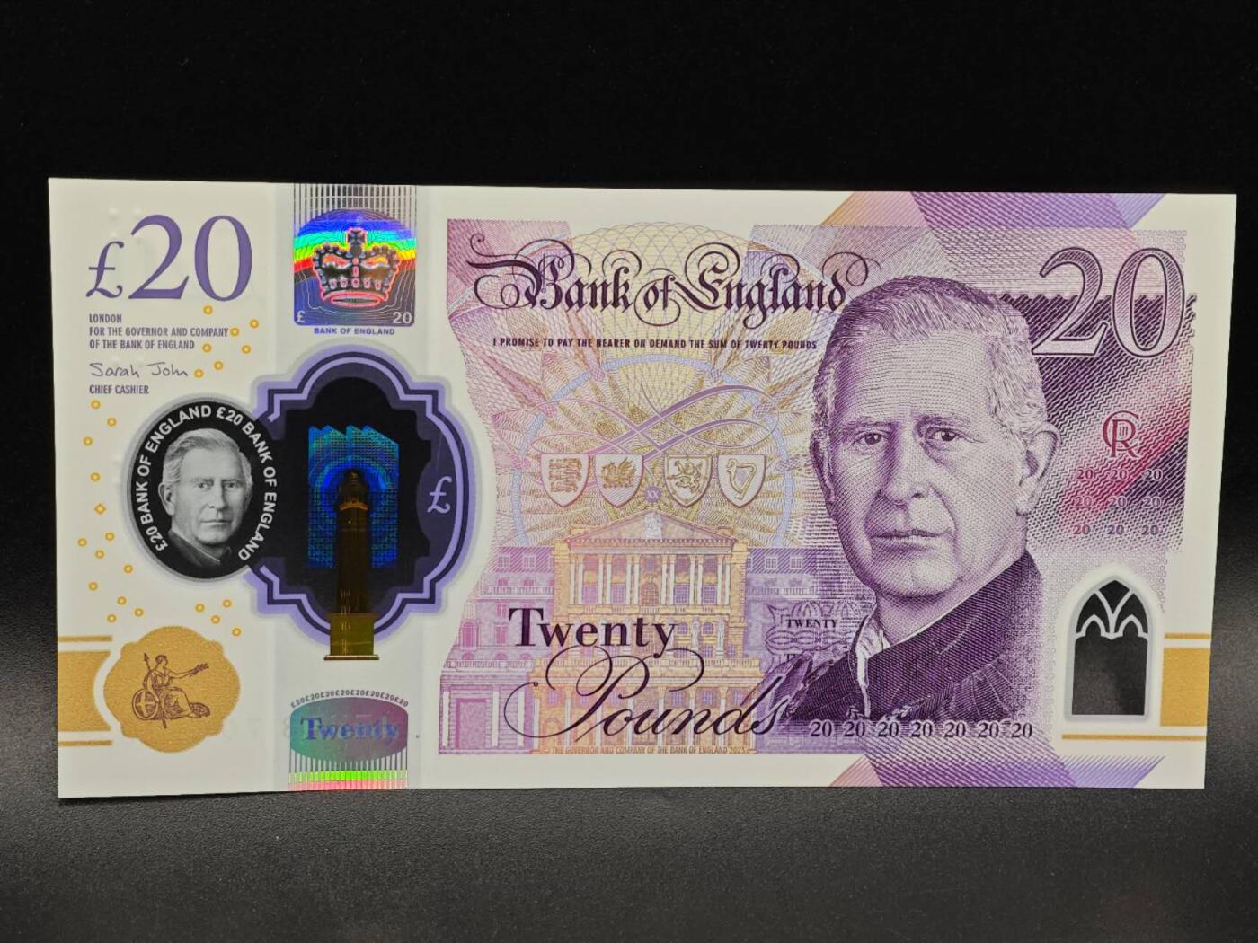 【淘币小摊】实时拍第八百六十五拍   纸币场    年前最后一周之前预留预留8号9号全部发出请更换最新收货地址不方便收货的请勿参拍或者顺丰到付 英国查尔斯三世20元今天镑塑料钞【全新】