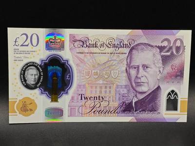 【淘币小摊】实时拍第八百六十五拍   纸币场    年前最后一周之前预留8号9号全部发出请更换最新收货地址不方便收货的请勿参拍或者顺丰到付 - 英国查尔斯三世20元今天镑塑料钞【全新】