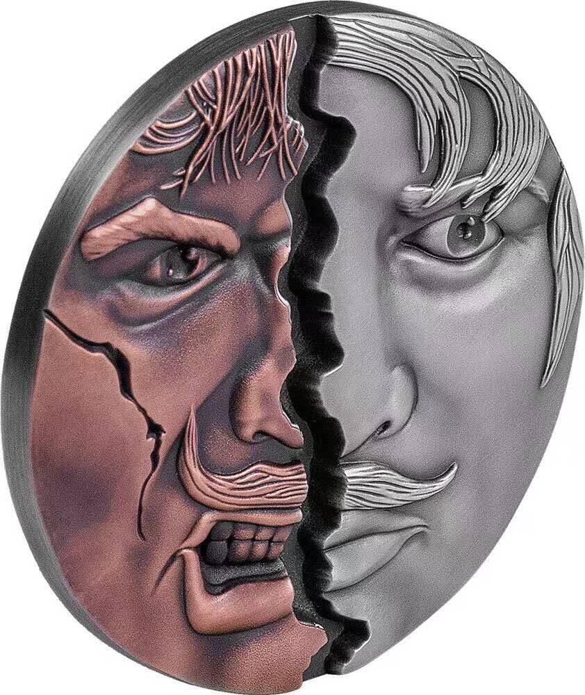 【币海沉浮】国际金银币（2） 喀麦隆2022，善恶灵魂(双面人性/撕裂人格)，2盎司高浮雕深镂空仿古双色银币. 盒证全. 最新爆炸性热门银币,超炫酷