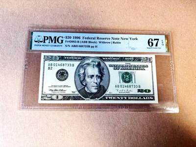 【Blue Auction】世界纸币精拍第783期——18级TOP拍卖/信誉/品质/专业/高效💫 - 美国 1996年20美金  PMG67EPQ