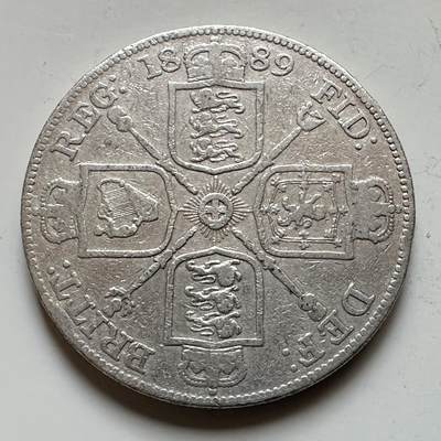 🌹外币初藏🌹🐯2026年第17场 快递将在12号停运 年前需发货的抓紧 ，年后正月十五恢复发货 - 英国1889年双弗罗林银币 22.62克 92.5%高银