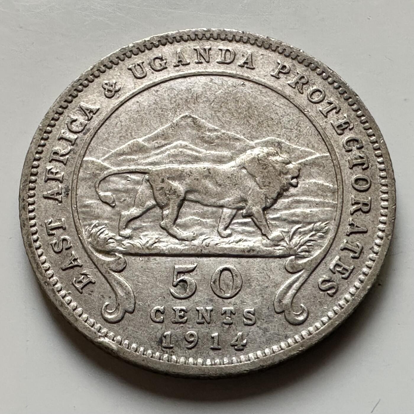 🌹外币初藏🌹🐯2026年第17场 快递将在12号停运 年前需发货的抓紧 ，年后正月十五恢复发货 英属东非和乌干达保护地1914年50分银币