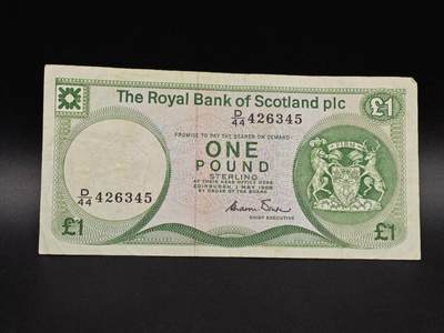 【淘币小摊】实时拍第八百六十五拍   纸币场    年前最后一周之前预留预留8号9号全部发出请更换最新收货地址不方便收货的请勿参拍或者顺丰到付 - 英国苏格兰皇家银行一镑纸币【有折】