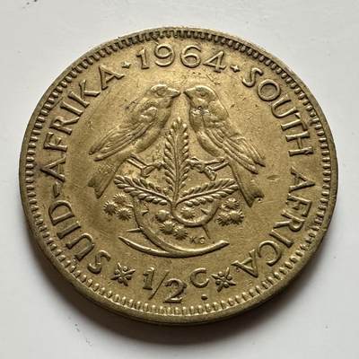 🌹外币初藏🌹🐯2026年第17场 快递将在12号停运 年前需发货的抓紧 ，年后正月十五恢复发货 - 南非1964年1/2分