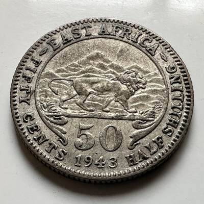 🌹外币初藏🌹🐯2026年第17场 快递将在12号停运 年前需发货的抓紧 ，年后正月十五恢复发货 - 英属东非1943年50分银币
