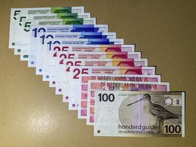 《艾美收藏》第231期-2.8周日外币精品(春节前收官)-世界最佳纸币特辑 - 荷兰盾13张 流通品相 其中有10盾牛眼版和水鸟 汇率近人民币1200元