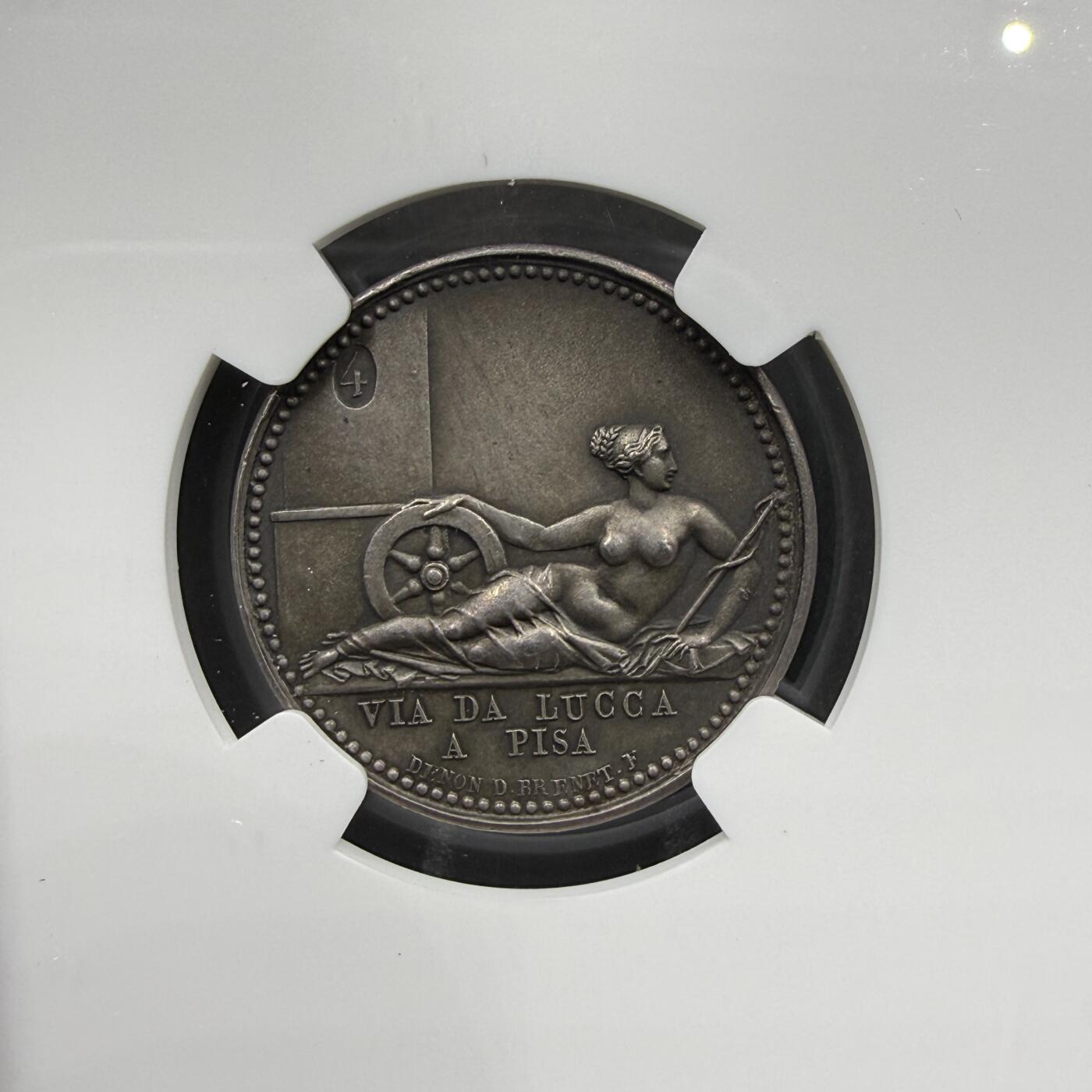 「木头集藏」“ 新岁撷珍”——章牌精品专场！  法国  卡洛琳·波拿巴 纪念银章 ，MS 63，直径：23 mm，品相很不错！