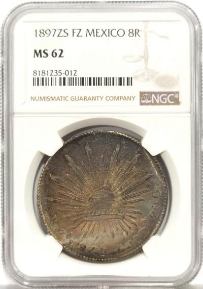 博洋堂“心向春光”2月精品大拍专场暨第160期（全场包邮） - NGC MS62 墨西哥1897年ZS FZ版花边鹰洋，关门年份，原味窖藏状态，卷首黑包浆
