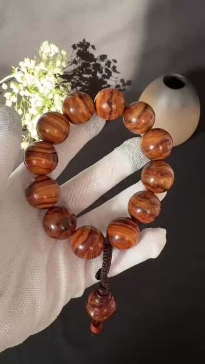 零元拍：虎皮纹海南黄花梨手串2.0