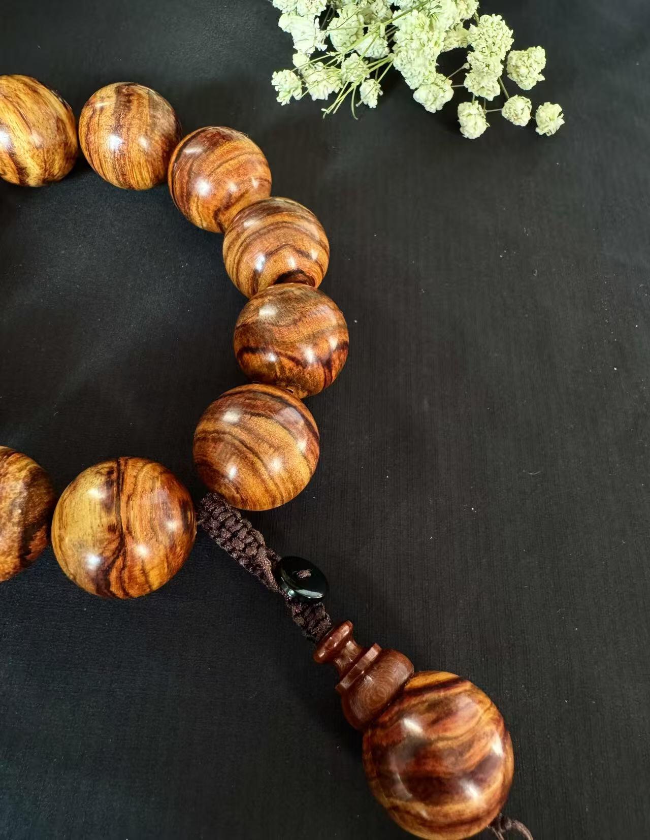 零元拍：虎皮纹海南黄花梨手串2.0