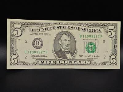 【淘币小摊】实时拍第八百六十五拍   纸币场    年前最后一周之前预留预留8号9号全部发出请更换最新收货地址不方便收货的请勿参拍或者顺丰到付 - 美国5美元纸币【有折】