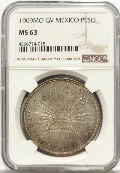 博洋堂“心向春光”2月精品大拍专场暨第160期（全场包邮） - NGC MS63 墨西哥1909年MO GV版直边鹰洋 原味原光 关门年份