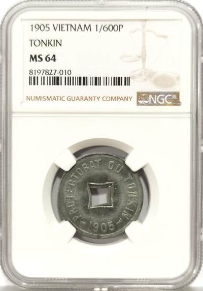 博洋堂蛇年收官专场暨第161期（全场包邮） - NGC MS64 法属越南东京湾1905年1/600P锌币，六百分之一通宝