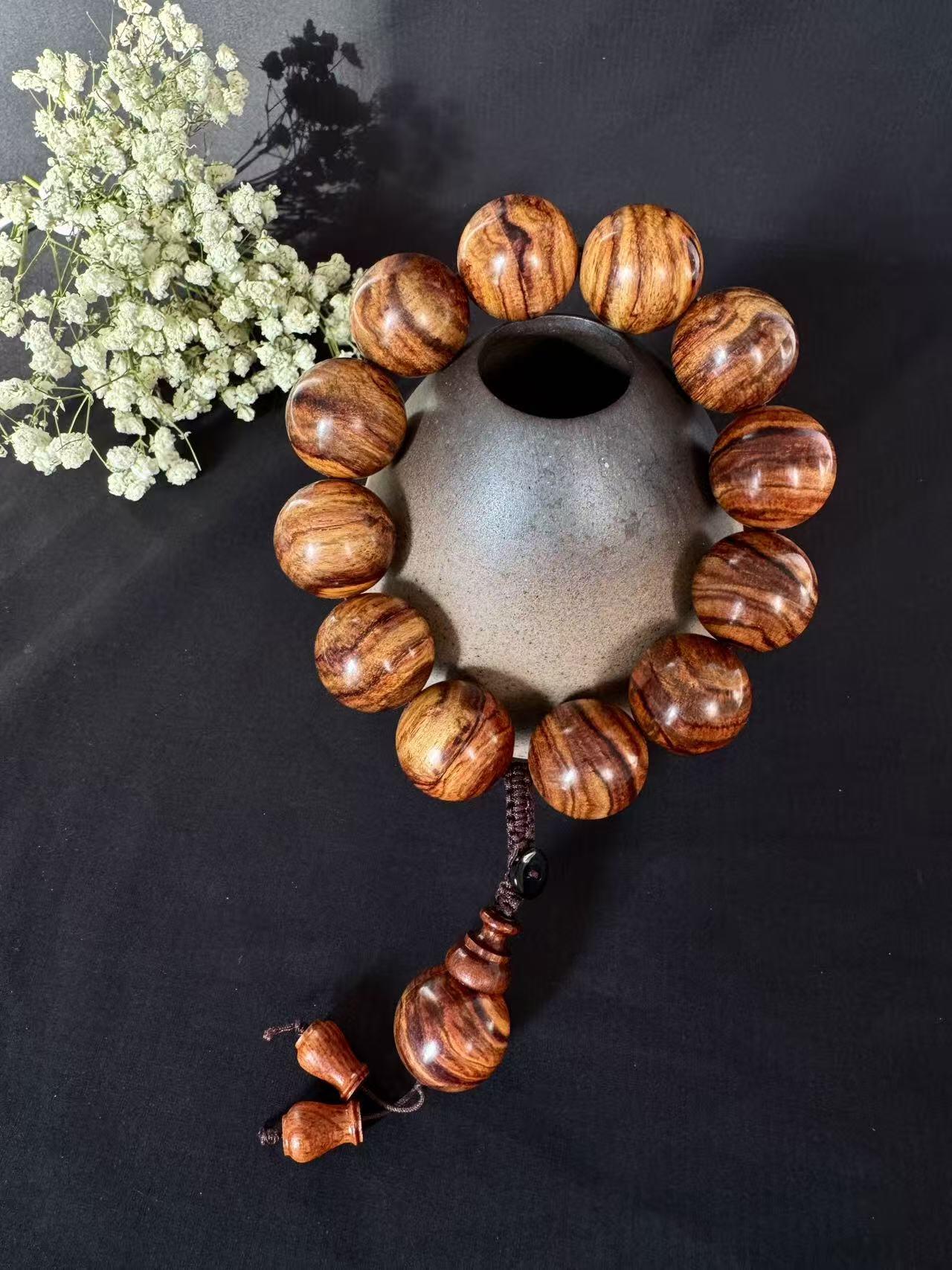 零元拍：虎皮纹海南黄花梨手串2.0